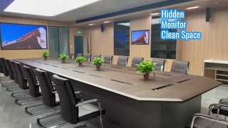 จอภาพแบบยืดหดได้แบบใช้มอเตอร์ LYLN ผสานรวมกับระบบการประชุมคุณภาพ