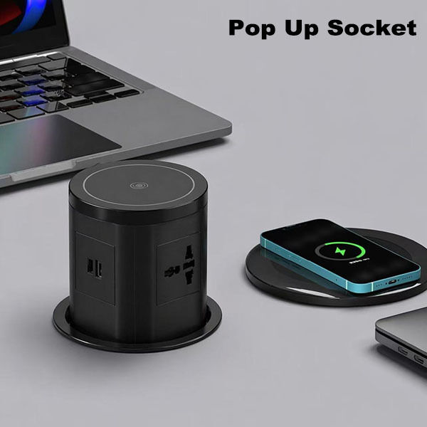 Pop Up Power Outlet With Wireless Charger For Conference Table/Meeting Room