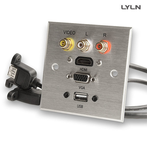 Brushed Aluminum AV Wall Plate , Audio Video Wall Plates With Hdmi Easy