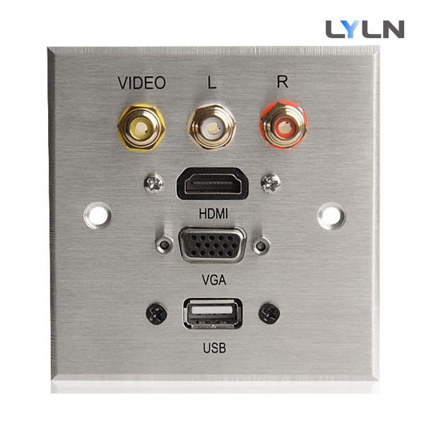 Brushed Aluminum AV Wall Plate , Audio Video Wall Plates With Hdmi Easy Operate