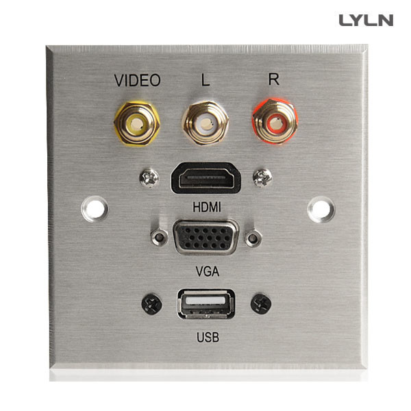 Brushed Aluminum AV Wall Plate , Audio Video Wall Plates With Hdmi Easy ...