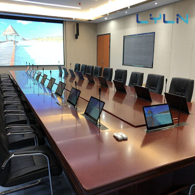 30 Degree Tilt Retractable Monitor Integrating With Gooseneck Mic